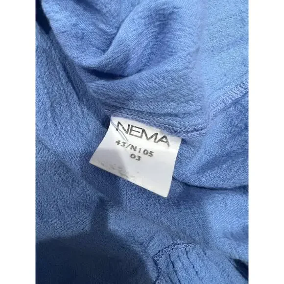 Nema Light blue flare beach 3/4 sleeve mini ruffle dress Small A004371 - Picture 9 of 11